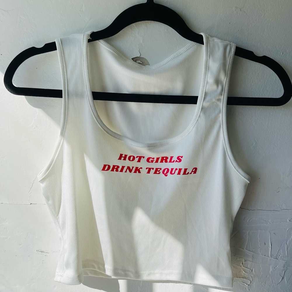 White Graphic Tank Top